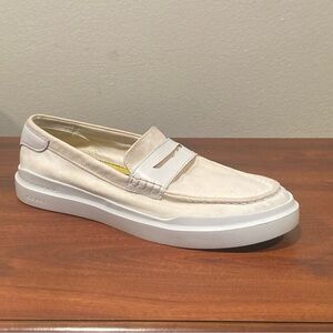 cole haan grandpro Men Off White Canvas Penny Loafer Size 8.5